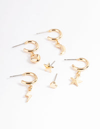 Gold Love & Celestial Stack Earrings - link has visual effect only