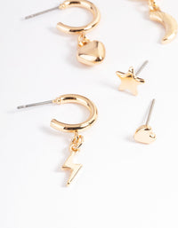 Gold Love & Celestial Stack Earrings - link has visual effect only