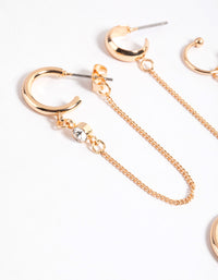 Gold Diamante & Chain Hoop Stack Earrings - link has visual effect only