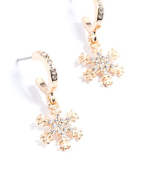 Gold Diamante Snowflake Hoop Earrings - link has visual effect only