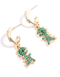 Gold Diamante Dinosaur Hoop Earrings - link has visual effect only