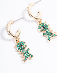 Gold Diamante Dinosaur Hoop Earrings - link has visual effect only