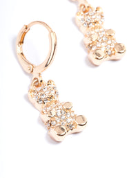 Gold Diamante Teddy Bear Huggie Earrings - link has visual effect only