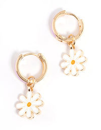 Lilac Enamel Daisy Huggie Earrings - link has visual effect only