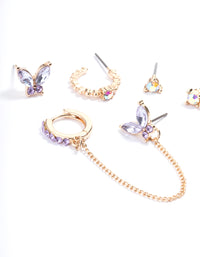 Gold Purple Butterfly Earring Pack - link has visual effect only