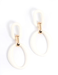 Gold Rubber Coated Link Drop Earrings - link has visual effect only