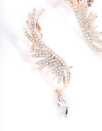 Rose Gold Diamante Wing Drop Cuff Earrings - link has visual effect only