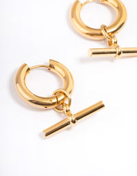 Gold Plated Stainless Steel Chunky Bar Huggie Earrings - link has visual effect only