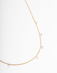 Gold Plated Stainless Steel Cubic Zirconia Drop Fine Chain Necklace - link has visual effect only