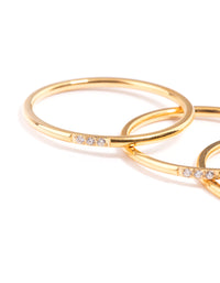 Gold Plated Stainless Steel Thin Cubic Zirconia Ring - link has visual effect only