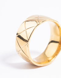 Gold Plated Stainless Steel Wide Woven Ring - link has visual effect only