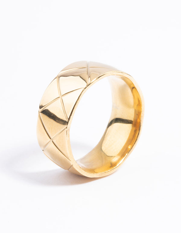 Gold Plated Stainless Steel Wide Woven Ring