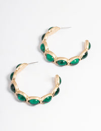 Gold Gem Stone Hoop Earrings - link has visual effect only