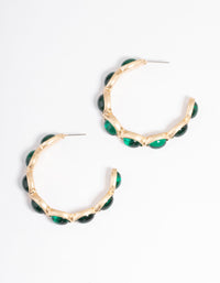 Gold Gem Stone Hoop Earrings - link has visual effect only