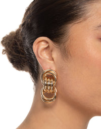 Gold Trio Knot Drop Earrings - link has visual effect only