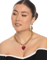 Gold Statement Heart Necklace - link has visual effect only