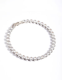 Silver Diamond Simulant Round Tennis Bracelet - link has visual effect only