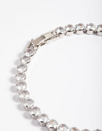 Silver Diamond Simulant Round Tennis Bracelet - link has visual effect only