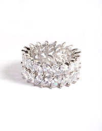 Diamantemond Simulant s Silver Marquise Statement Ring - link has visual effect only