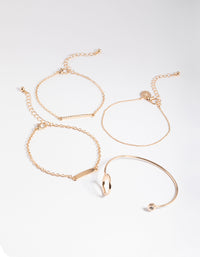 Gold Diamante Bar & Circle Bracelet 4-Pack - link has visual effect only