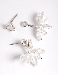 Silver Cubic Zirconia Marquise Jacket Earring - link has visual effect only