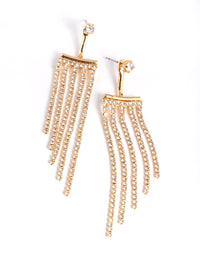 Gold Crystal Cupchain Drape Jacket Earring - link has visual effect only