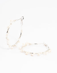 Silver Plated Freshwater Pearl Hoop Earrings - link has visual effect only