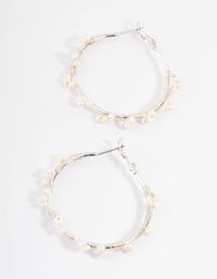 Silver Plated Freshwater Pearl Hoop Earrings - link has visual effect only