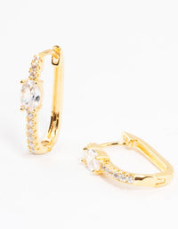 Gold Plated Cubic Zirconia Huggie Earrings - link has visual effect only