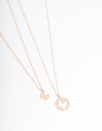 Rose Gold Butterfly Cut Out Necklace Pack - link has visual effect only