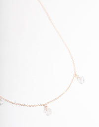 Rose Gold Cubic Zirconia Heart Droplet Necklace - link has visual effect only