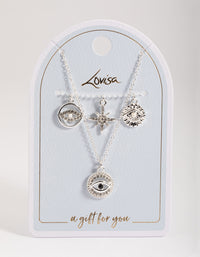 Silver Celestial & Evil Eye 4 Chain Necklace - link has visual effect only