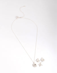 Silver Celestial & Evil Eye 4 Chain Necklace - link has visual effect only