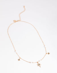 Gold Celestial & Pearl Satin Necklace - link has visual effect only