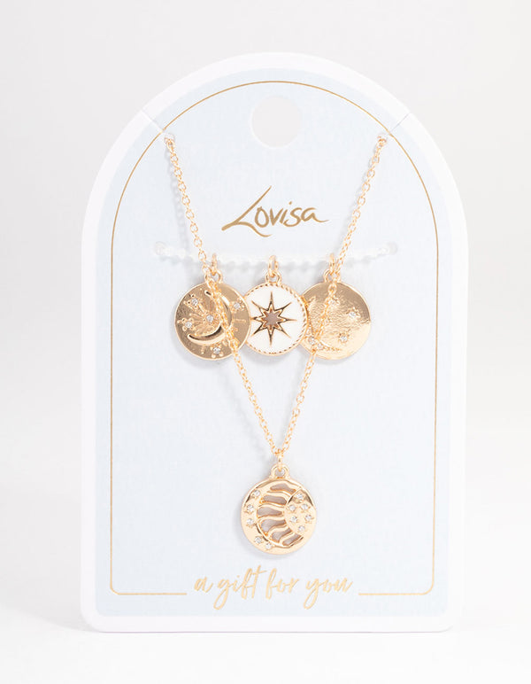 Gold Celestial Charm Necklace Pack