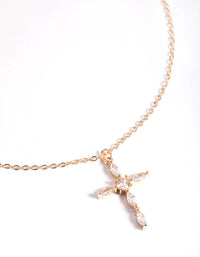 Gold Classic Diamante Cross Necklace - link has visual effect only