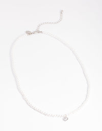 Rhodium Classic Pearl & Diamante Necklace - link has visual effect only