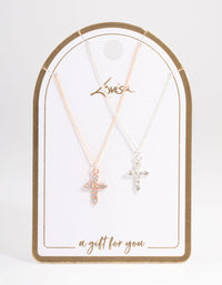 Mixed Metal Classic Diamante Cross Necklace Pack - link has visual effect only