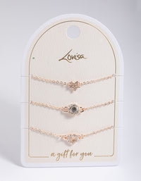 Rose Gold Star & Heart Bracelet Pack - link has visual effect only