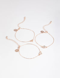 Rose Gold Star & Heart Bracelet Pack - link has visual effect only