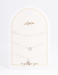 Silver Dainty Circle & Wing Bracelet Pack - link has visual effect only