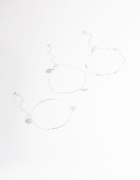 Silver Dainty Circle & Wing Bracelet Pack - link has visual effect only