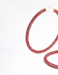 Red 20mm Diamante Sparkle Hoop Earrings - link has visual effect only