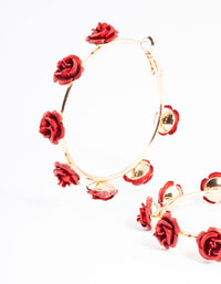 Red Multi Rose Hoop Earrings - link has visual effect only