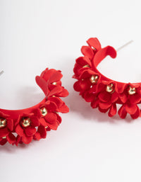 Red Cluster Flower Hoop Earrings - link has visual effect only