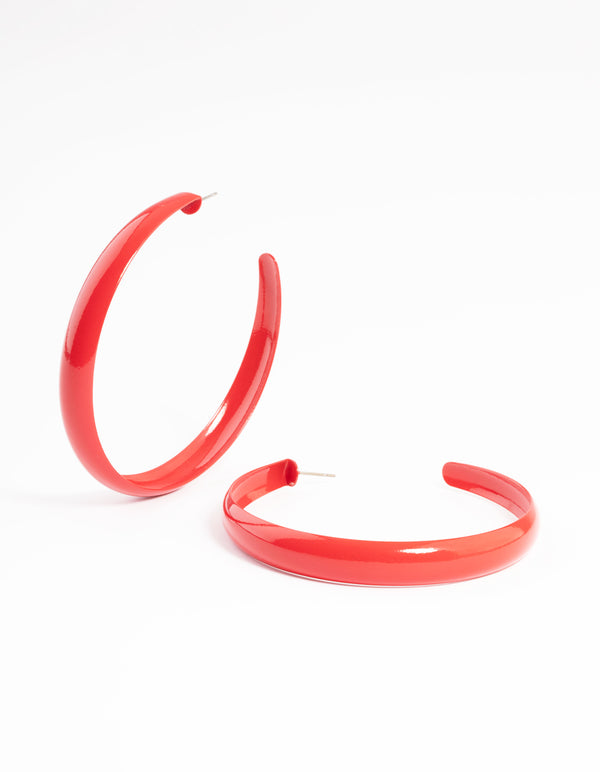 Red Rubber Coated 60mm Hoop Earrings