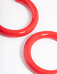 Red Enamel Coated Hoop Earrings - link has visual effect only