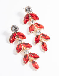 Red Mini Stone Leaf Drop Earrings - link has visual effect only