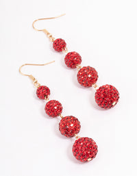 Red Triple Ball Drop Earrings - link has visual effect only