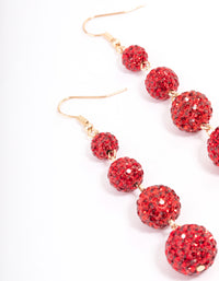 Red Triple Ball Drop Earrings - link has visual effect only